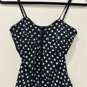 Y2k Studio F. Size Small. Black and white polka dot dress with lace up Front